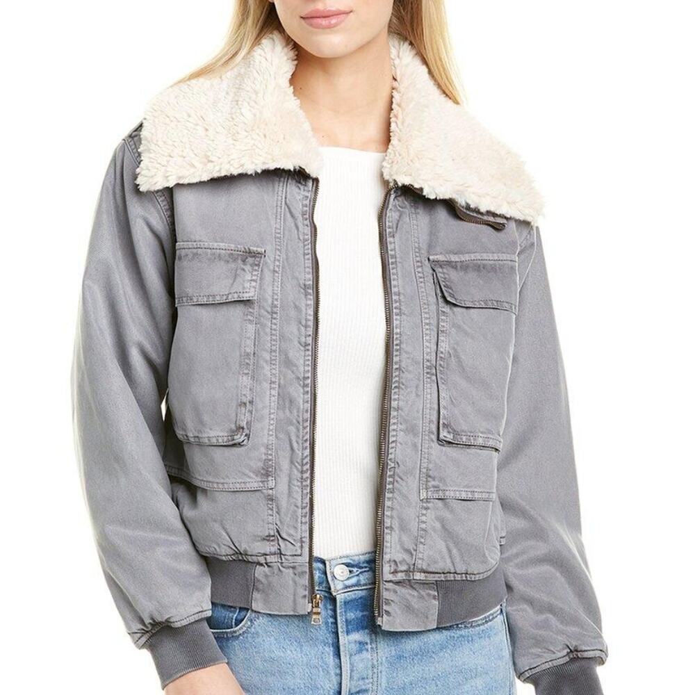 Young Fabulous & Broke Gray Earhart Faux Fur Full Zip Jacket NWT‎ Women's Small
